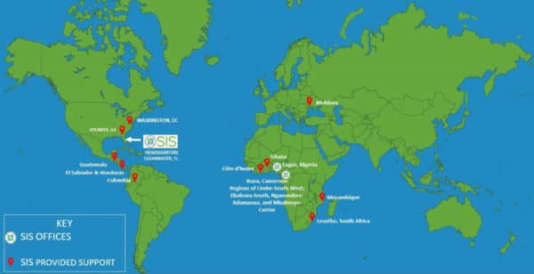 SIS Locations and Support Map